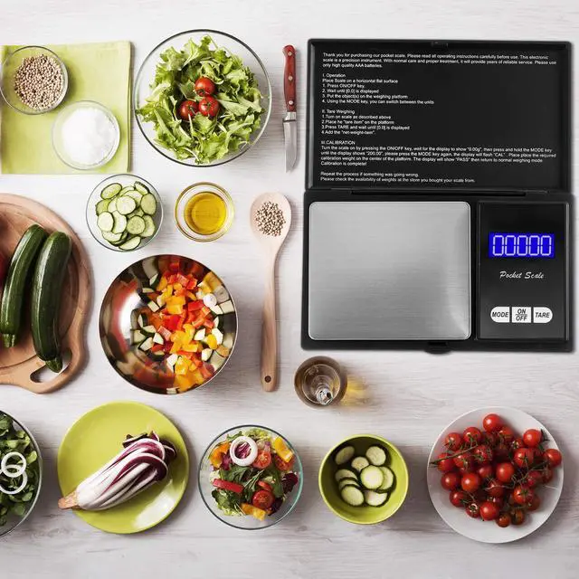 Alt view image 7 of 7 - Digital Pocket Scale Set,100 g 0.01 g Mini Scale Electronic Grams Scale with 1 g, 2 g, 5 g, 10 g, 20 g, 100 g Calibration Weight and Calibration Weight Tweezer for Food Jewelry, Totally 8 Pieces