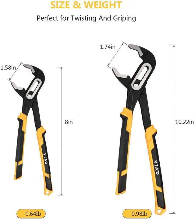 Alt view image 2 of 7 - 8/10 Inch V-Jaw Groove Joint Pliers, 7-Position Lock Set