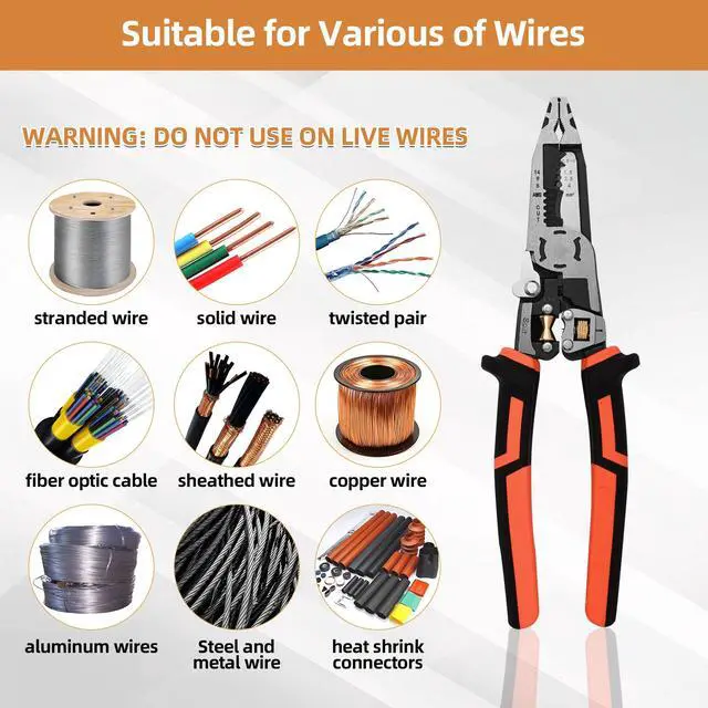 Alt view image 3 of 7 - Wire Stripper Wire Crimping Tool - 10-in-1 Versatile Wire Cutter Crimper Cable Stripper AWG 22-10 Heavy Duty Wire Stripper Cutter Pliers Tool for Splitting,Stripping,Cutting,Crimping,Clamping