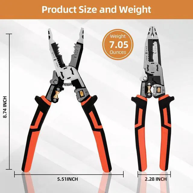 Alt view image 4 of 7 - Wire Stripper Wire Crimping Tool - 10-in-1 Versatile Wire Cutter Crimper Cable Stripper AWG 22-10 Heavy Duty Wire Stripper Cutter Pliers Tool for Splitting,Stripping,Cutting,Crimping,Clamping