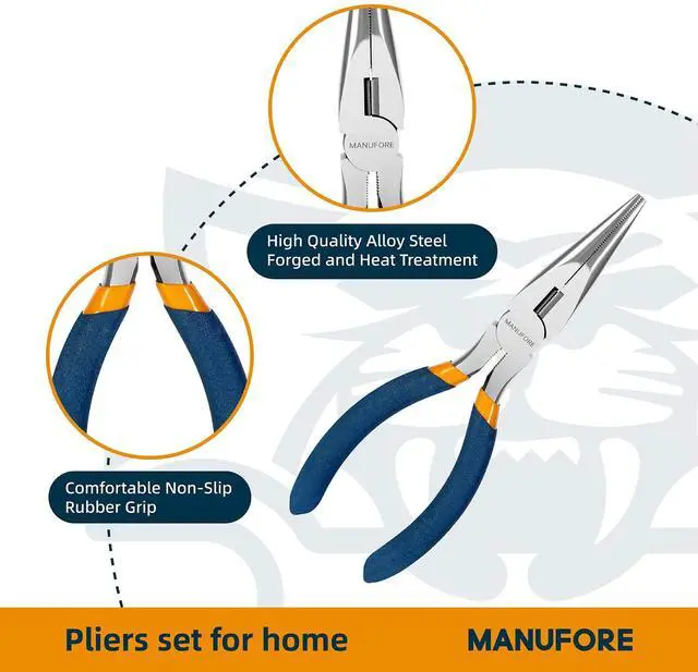 Alt view image 4 of 7 - 3-Piece 6" and 8" Household Pliers with Storage Pouch for Home Use