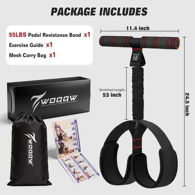 Alt view image 6 of 7 - Upgraded Pedal Resistance Band with Handles, Foot Pedal Resistance Bands for Women, Core Abs Leg Training, Exercise Bands for Full Body Workout Fitness, Home Gym Equipment, Pilates & Physical Therapy