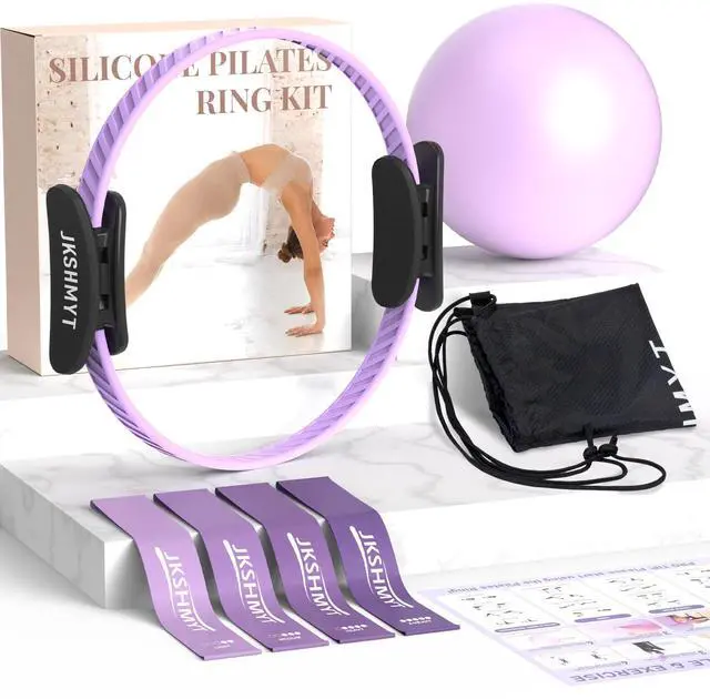 Main image of Pilates Ring Kit for Women, Pilates Equipment 14.5" Home Magic Circle Workout with Pilates Ball, Resistance Bands, Better me Pilates Essentials Starter Set for Beginners Toning Shape Full Body