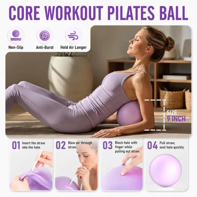 Alt view image 4 of 7 - Pilates Ring Kit for Women, Pilates Equipment 14.5" Home Magic Circle Workout with Pilates Ball, Resistance Bands, Better me Pilates Essentials Starter Set for Beginners Toning Shape Full Body