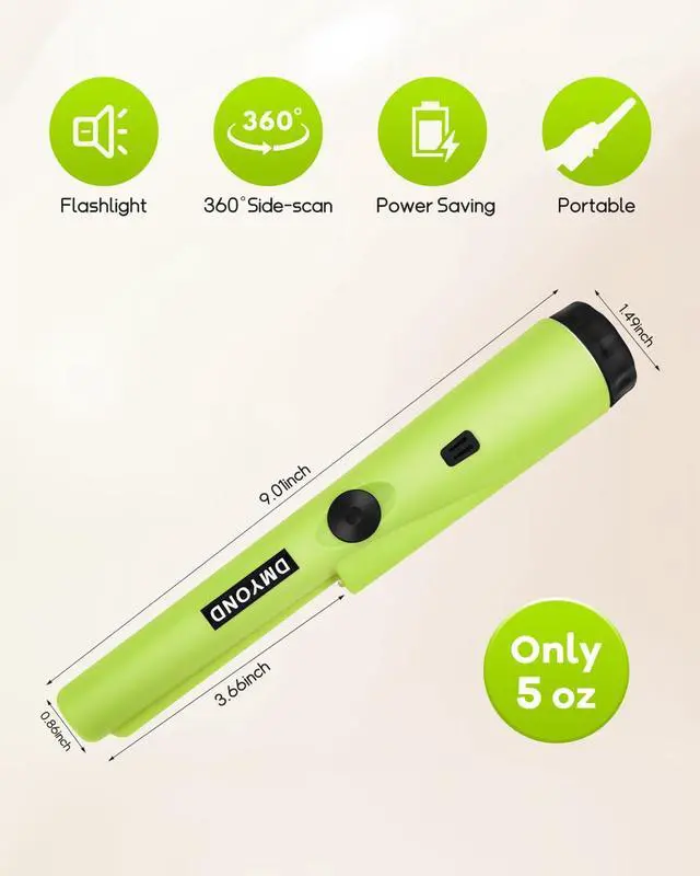 Alt view image 6 of 7 - Metal Detector Pinpointer, Professional Waterproof with 9V Battery
