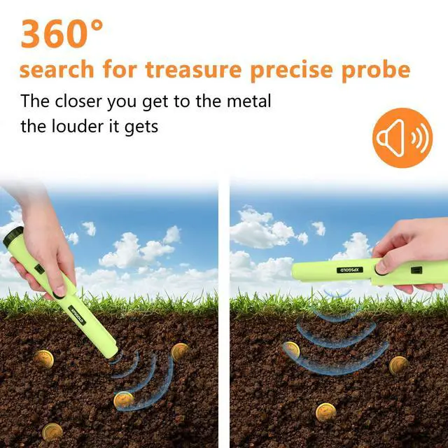 Alt view image 3 of 6 - Metal Detector Pinpointing,Waterproof Pinpointer 360 Degree Search Gold&Treasure Finder with Belt Holster &LED Indicator& Buzzer Vibration, for Adults and Kids(Green)