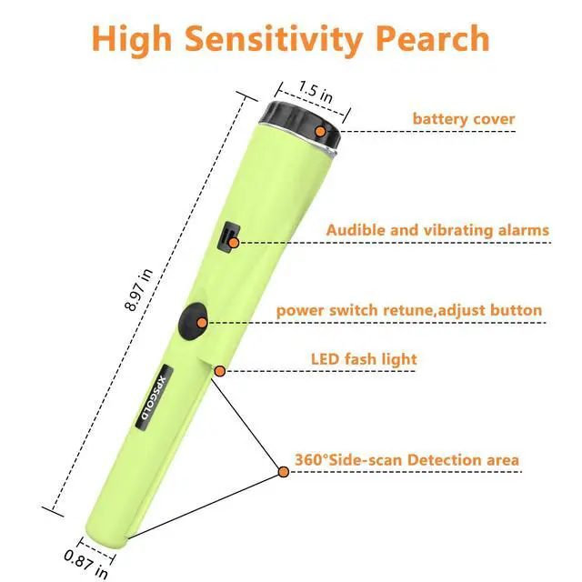 Alt view image 4 of 6 - Metal Detector Pinpointing,Waterproof Pinpointer 360 Degree Search Gold&Treasure Finder with Belt Holster &LED Indicator& Buzzer Vibration, for Adults and Kids(Green)
