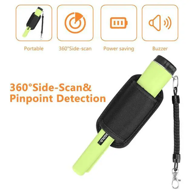 Alt view image 2 of 6 - Metal Detector Pinpointing,Waterproof Pinpointer 360 Degree Search Gold&Treasure Finder with Belt Holster &LED Indicator& Buzzer Vibration, for Adults and Kids(Green)