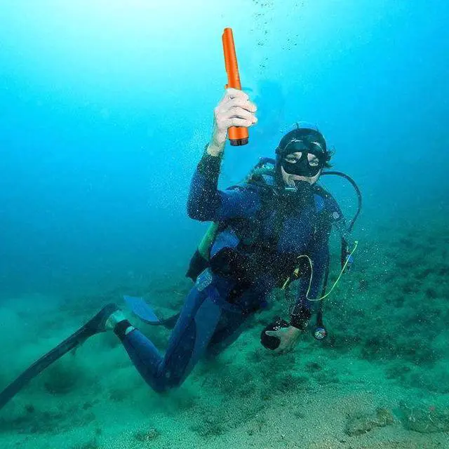 Alt view image 2 of 5 - Fully Waterproof Pinpoint Metal Detector Pinpointer - 360° Search Pinpointing Finder Probe Treasure Hunting Tool Accessories for Adults and Kids (Three Mode) Hs08 Orange