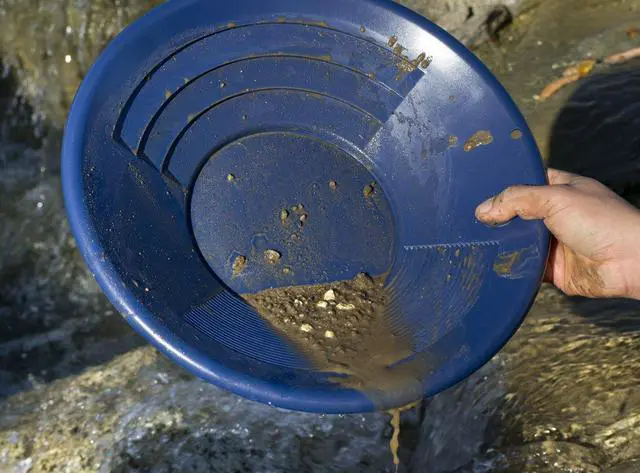 Alt view image 2 of 7 - 12 Inch Gold Panning Pan - Dual Riffles for Easier Mining and Prospecting, Blue