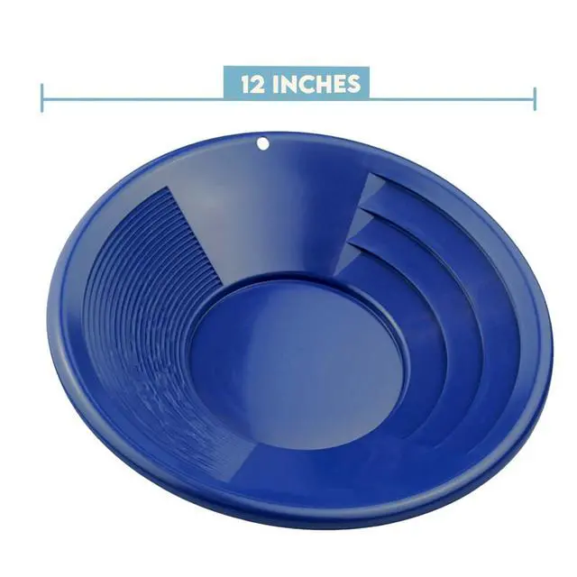Alt view image 4 of 7 - 12 Inch Gold Panning Pan - Dual Riffles for Easier Mining and Prospecting, Blue