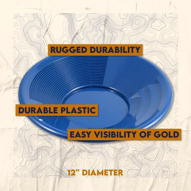 Alt view image 3 of 7 - 12 Inch Gold Panning Pan - Dual Riffles for Easier Mining and Prospecting, Blue