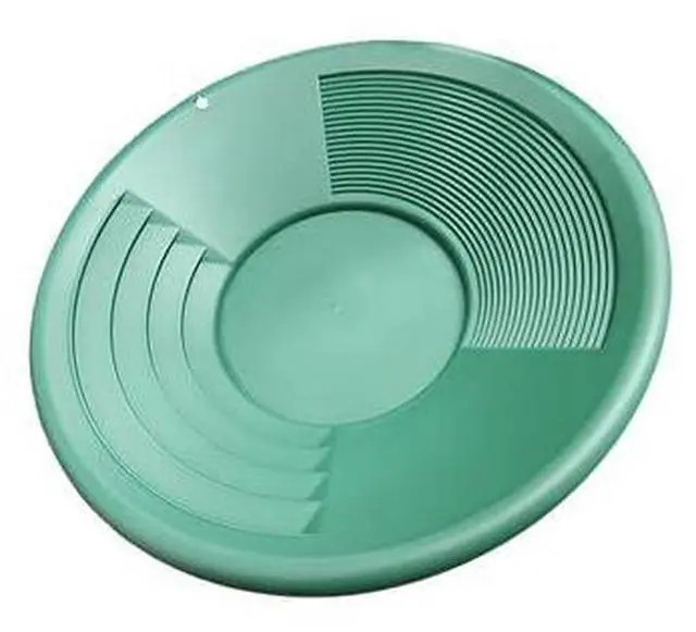 Alt view image 6 of 6 - Extra Thick Gold Rush Panning Pan - Heavy Duty 12 Inch Green Prospecting Pan with Dual Riffle System