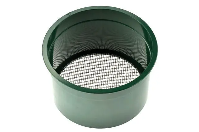 Alt view image 2 of 5 - 5.5 Inch Mini Stackable Classifier Gold Prospecting Pan - 10 Holes/Square Inch Stainless Steel Mesh Sifting Pan, Green