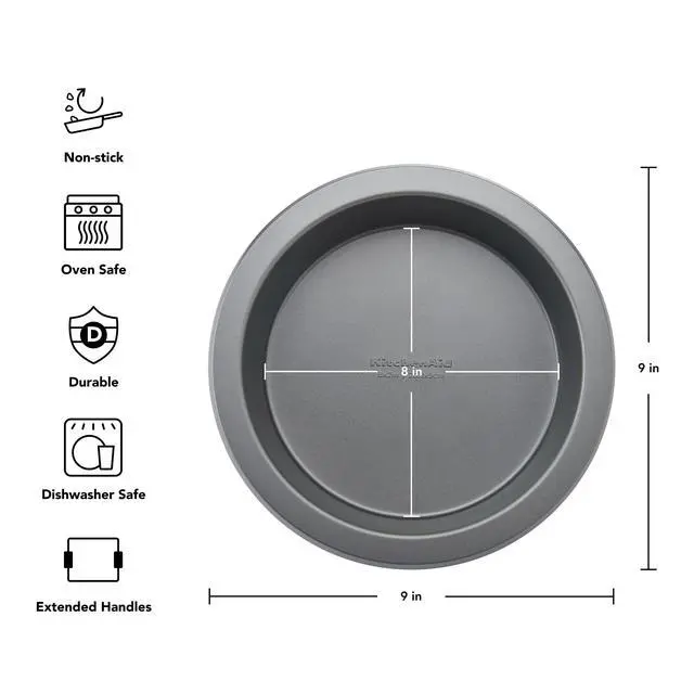 Alt view image 2 of 5 - Nonstick Aluminized Steel Round Cake Pan, Dishwasher Safe, Contour Silver, 8 Inch