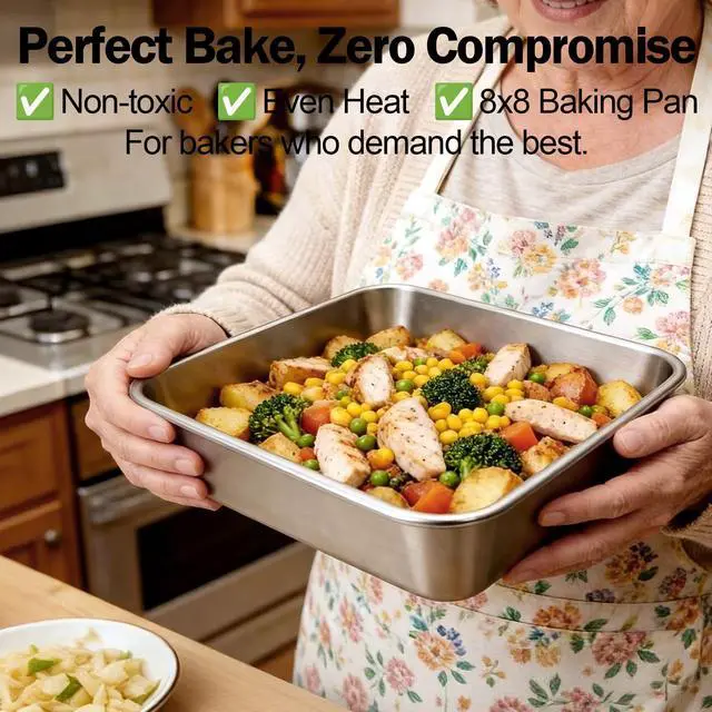 Alt view image 6 of 7 - 2 Pack Stianless Steel 8x8 Baking Pan with 60 PCS Parchment Paper