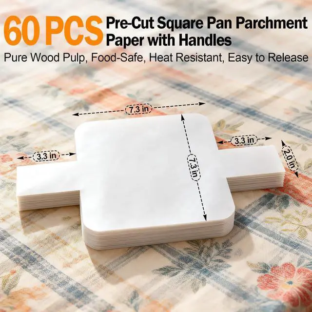 Alt view image 3 of 7 - 2 Pack Stianless Steel 8x8 Baking Pan with 60 PCS Parchment Paper
