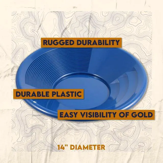 Alt view image 3 of 7 - 14 Inch Gold Panning Pan - Dual Riffles for Easier Mining and Prospecting, Blue