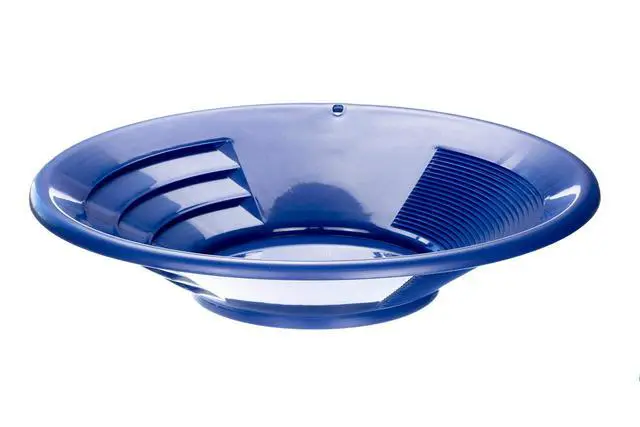 Alt view image 4 of 7 - 14 Inch Gold Panning Pan - Dual Riffles for Easier Mining and Prospecting, Blue
