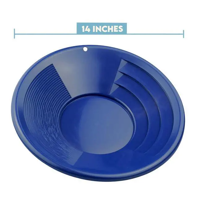 Alt view image 5 of 7 - 14 Inch Gold Panning Pan - Dual Riffles for Easier Mining and Prospecting, Blue