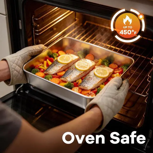 Alt view image 6 of 7 - 8 x 8 Square Baking Pan with Lid, 8 Inch Stainless Steel Cake Pan