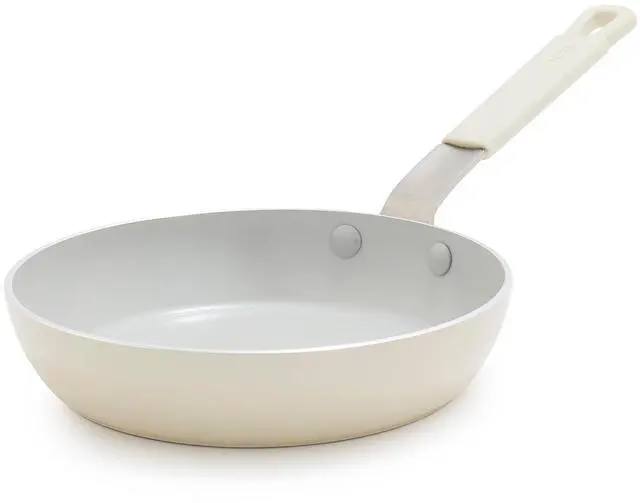 Main image of x Bobby Flay 8" Nonstick Frying Pan Skillet, PFAS-Free Diamond Ceramic, Induction Suitable, Stay-Cool Silicone Handle, Easy Clean Dishwasher & Oven Safe, Egg & Omelet Pan, Cream