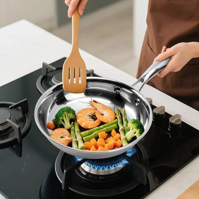 Alt view image 6 of 7 - Tri-Ply Stainless Steel Frying Pan 8 InchNon-Toxic PFAS, PFOA & PTFE Free, Compatible With All Cooktops & Induction Safe, Oven Safe Pan for Searing & Sautéing (8 Inch)