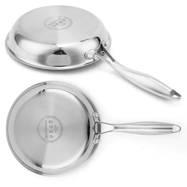 Alt view image 5 of 7 - Tri-Ply Stainless Steel Frying Pan 8 InchNon-Toxic PFAS, PFOA & PTFE Free, Compatible With All Cooktops & Induction Safe, Oven Safe Pan for Searing & Sautéing (8 Inch)