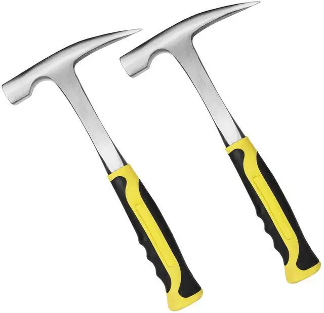 Main image of 2 Pack Rock Pick Hammer With Non-Skid Handle, 12.8 Inch All Steel Geologist Hammer, Drop Forged Masonry Hammers, Geologist Hammers with Pointed Tip for Mining
