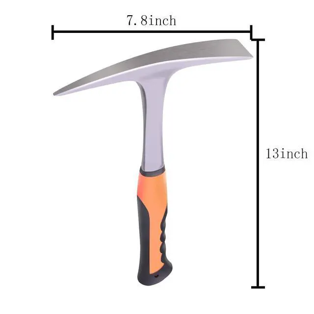 Alt view image 3 of 7 - Rock Pick,Forged Brick Hammer, Geologist Rock Pick, Mason's/Bricklayer's Hammer-28 oz Masonary Tool with Pointed Tip &Forged Steel Construction-Shock Reduction handle (point&flat)
