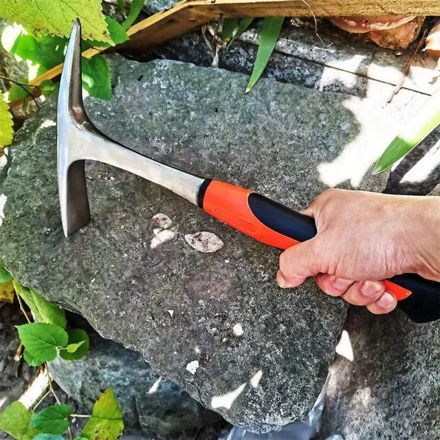 Alt view image 4 of 7 - Rock Pick,Forged Brick Hammer, Geologist Rock Pick, Mason's/Bricklayer's Hammer-28 oz Masonary Tool with Pointed Tip &Forged Steel Construction-Shock Reduction handle (point&flat)