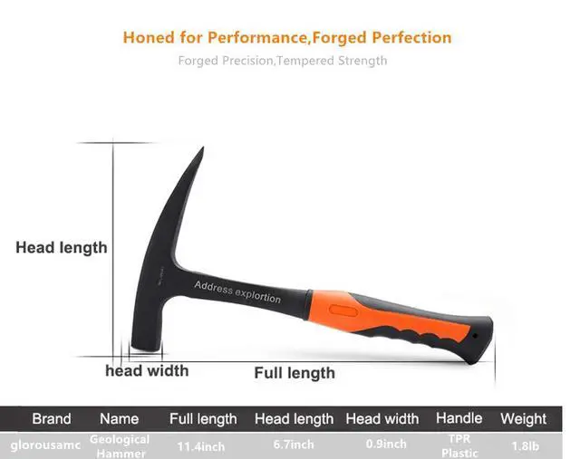 Alt view image 2 of 6 - Rock Pick - 28 oz Geological Hammer with Pointed Tip-Masonry Hammer-081624