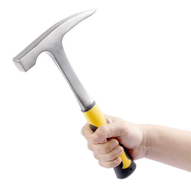 Alt view image 4 of 5 - 32oz 11.8 Inch Rock Pick Hammer With Skid Handle,All Steel Geologist Hammer, Drop Forged Masonry Hammer with Pointed Tip for Mining, 2lbs