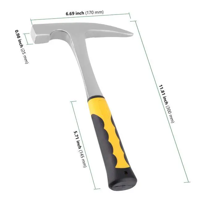 Alt view image 2 of 7 - 32oz Rock Pick Hammer, 12 Inch Premium Carbon Steel Chipping Hammers with Skid Handle Polished Tip, Geologist Hammer for Mining for Mining, Geological Prospecting, Camping