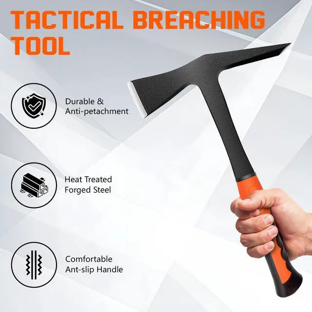 Alt view image 4 of 7 - Forged Brick Hammer - 28oz Masonry Hammer, Geologist Rock Pick with Pointed Tip, Heavy Duty Bricklayer & Mason Tool with Forged Steel Construction & Shock Reduction handle (flat & axe)