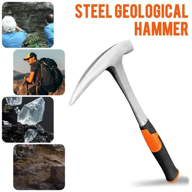 Alt view image 4 of 7 - Rock Pick Hammer-31oz Geology Hammer with Ergonomic Handle Stone Mason Hammer, Block Masonry Hammer with Pointed Tip & Shock Reduction Handle,Brick Tools, Masonry Tools