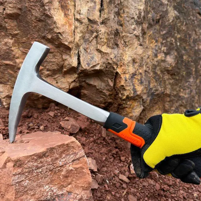 Alt view image 2 of 7 - Rock Pick Hammer-31oz Geology Hammer with Ergonomic Handle Stone Mason Hammer, Block Masonry Hammer with Pointed Tip & Shock Reduction Handle,Brick Tools, Masonry Tools