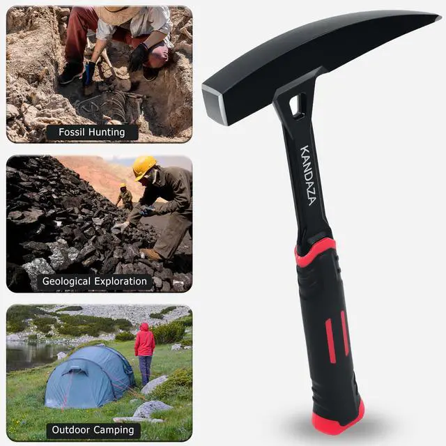 Alt view image 5 of 6 - 22 oz Geology Rock Pick, Forged Steel Hammer, Shock Reduction Grip