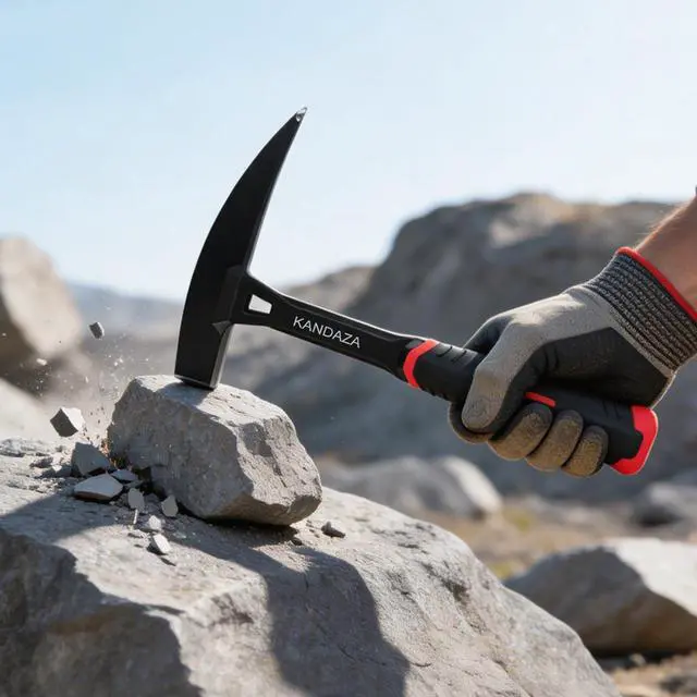 Alt view image 6 of 6 - 22 oz Geology Rock Pick, Forged Steel Hammer, Shock Reduction Grip