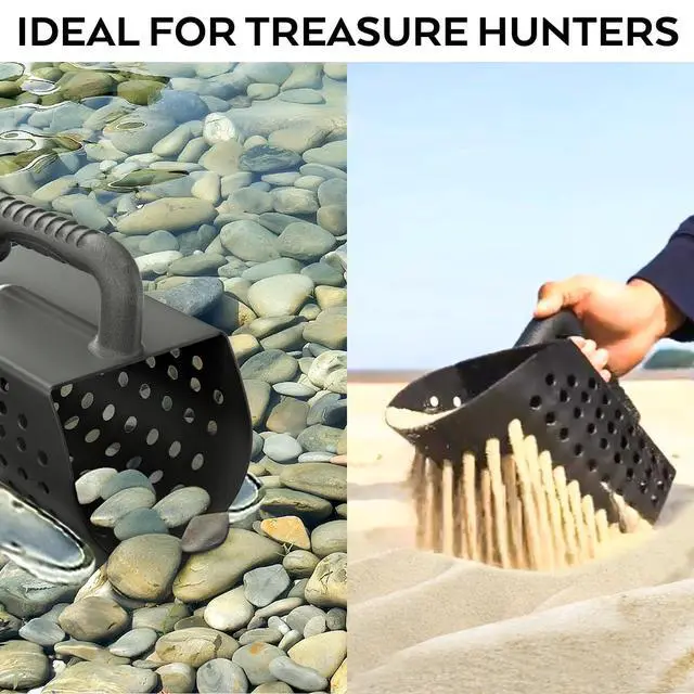 Alt view image 3 of 6 - Sand Scoop & Shovel, Detecting Accessories for Kid & Adult Metal Detector, Sand Sifter Treasure Hunting & Digging Tool at The Beach & More, Black - Come with Mesh Bag