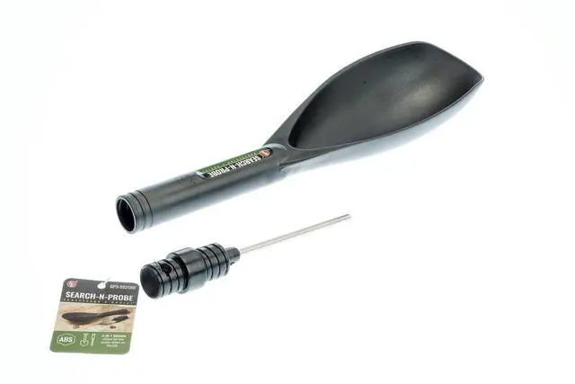 Alt view image 2 of 7 - 2-in-1 Gold Prospecting Beach Sand Scoop with Non-Marring Brass Metal Detecting Probe, Black