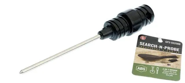 Alt view image 4 of 7 - 2-in-1 Gold Prospecting Beach Sand Scoop with Non-Marring Brass Metal Detecting Probe, Black
