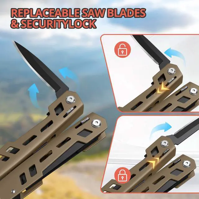 Alt view image 4 of 7 - Multitool 17-in-1 Stainless Steel Multi Tool with Pocket Knife Needle Nose Pliers Bottle Opener Screwdriver Self-Locking Professional Multi-Tool for Outdoor Survival Gifts for Men(Brown)