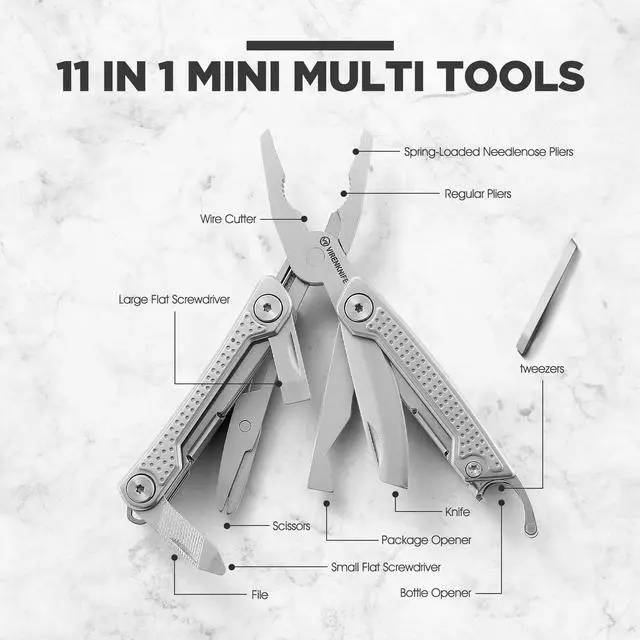 Alt view image 6 of 7 - Multitool, 11-in-1 Mini EDC Multitool, Gifts for Men,Stainless Steel Multi Tool Pliers with Pocket Knife, Screwdrivers, Bottle Opener, Perfect for Outdoor, Camping, Survival, Repair