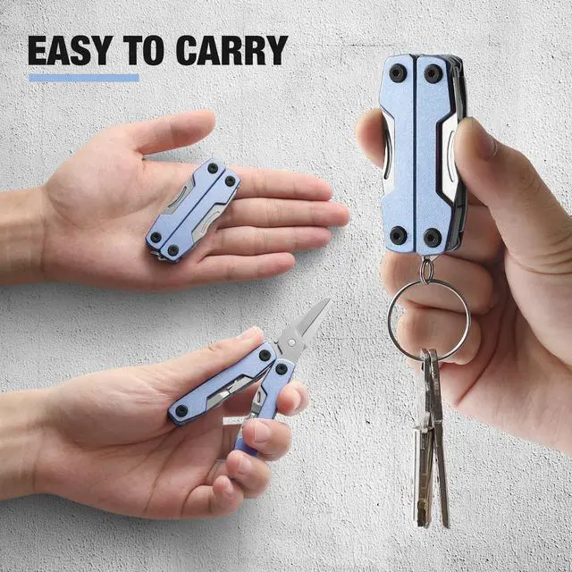 Alt view image 2 of 7 - Multitool with Pocket Knife,Gifts for Men and Women, 11-in-1 Mini EDC Multitool with Screwdriver, Scissors, SIM Extractor and Bottle Opener, Perfect for Outdoor, Camping, Hiking, Simple Repair (Blue)