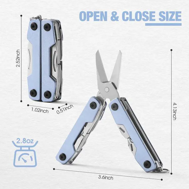 Alt view image 4 of 7 - Multitool with Pocket Knife,Gifts for Men and Women, 11-in-1 Mini EDC Multitool with Screwdriver, Scissors, SIM Extractor and Bottle Opener, Perfect for Outdoor, Camping, Hiking, Simple Repair (Blue)