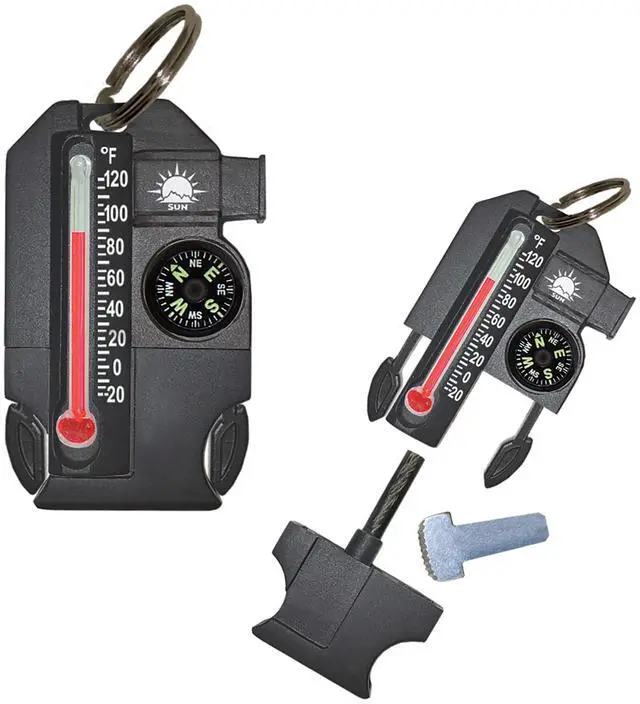 Main image of Outsider - 4-in-1 Survival Multi-Tool | Compass, Thermometer, Whistle, and Fire Starter in a Compact Zipper Pull | Outdoor Gadget for Backpacking, Camping, or Survival Situations