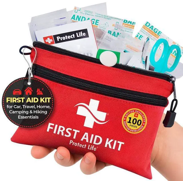 Main image of Doctor Developed Mini First Aid Kit, 100 Piece Waterproof Emergency Kit for Car, Boat, Camping & Travel, Includes Emergency Blanket & First Aid Guide