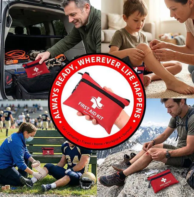 Alt view image 4 of 5 - Doctor Developed Mini First Aid Kit, 100 Piece Waterproof Emergency Kit for Car, Boat, Camping & Travel, Includes Emergency Blanket & First Aid Guide