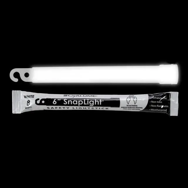 Alt view image 2 of 6 - White Emergency Glow Sticks - Premium 6 SnapLight Survival Glow Sticks with 8 Hour Duration for Use as Emergency Flares and Hiking Safety Gear (Bulk Pack of 10 Safety Glow Sticks)